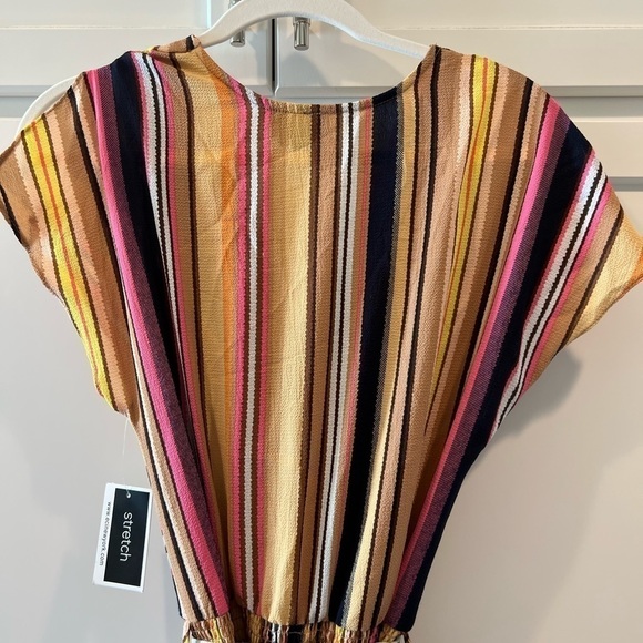 NWT. Nordstrom Eci Short Sleeve Surplice Stripe Waist Tie Maxi Dress. Size Small - Picture 7 of 14